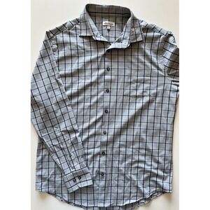 Peter Millar Long Sleeve Button Shirt - 72/28 Polyester/Nylon - Grey/Blue - Larg